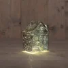 Anna's Collection kerstfiguur huisje antraciet met verlichting 12 x 12 x 14 cm