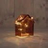 Anna's Collection kerstfiguur huisje bordeaux met verlichting 12 x 12 x 14 cm