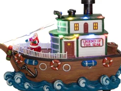 Anna's Collection kerstfiguur boot met kerstman 23 x 15 x 30 cm