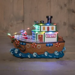 Anna's Collection kerstfiguur boot met kerstman 23 x 15 x 30 cm