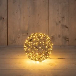 Anna's Collection kersthanger lichtbol zwart met knipperfunctie D 18 H 20 cm
