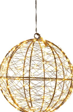 Anna's Collection kersthanger lichtbol zwart met knipperfunctie D 18 H 20 cm