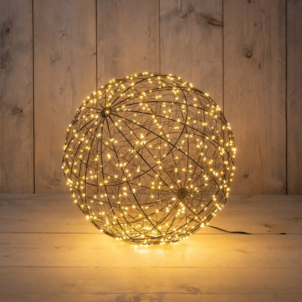 Anna's Collection kersthanger lichtbol zwart met knipperfunctie D 35 H 37 cm