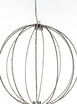 Anna's Collection kersthanger bal zwart met verlichtingknipper D 40,5 cm
