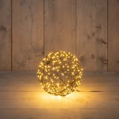 Anna's Collection kersthanger bal zwart met verlichting D 18 H 20 cm