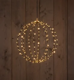 Anna's Collection kersthanger bal zwart met verlichting D 50 cm