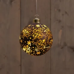 Anna's Collection kersthanger Stars bal bruin met verlichting D 10 cm