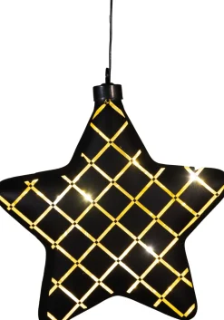 Anna's Collection kersthanger Cosma ster zwart met verlichting 20 x 6,5 x 19 cm
