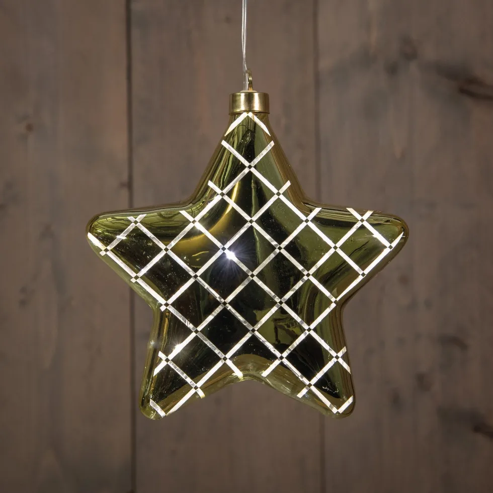 Anna's Collection kersthanger Cosma ster goud met verlichting 20 x 6,5 x 19 cm
