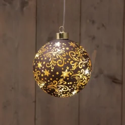 Anna's Collection kersthanger Stars bal bruin met verlichting D 12 cm