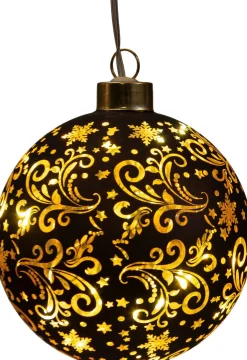 Anna's Collection kersthanger Stars bal bruin met verlichting D 12 cm