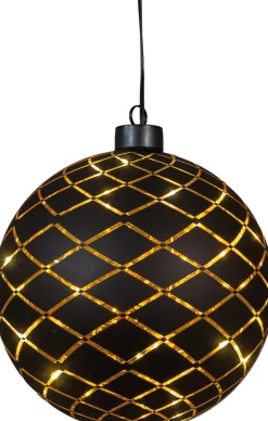 Anna's Collection kersthanger Cosma bal zwart met verlichting D 15 cm