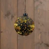 Anna's Collection kersthanger Stars bal zwart met verlichting D 12 cm