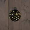 Anna's Collection kersthanger Cosma bal sterren zwart met verlichting D 11 cm