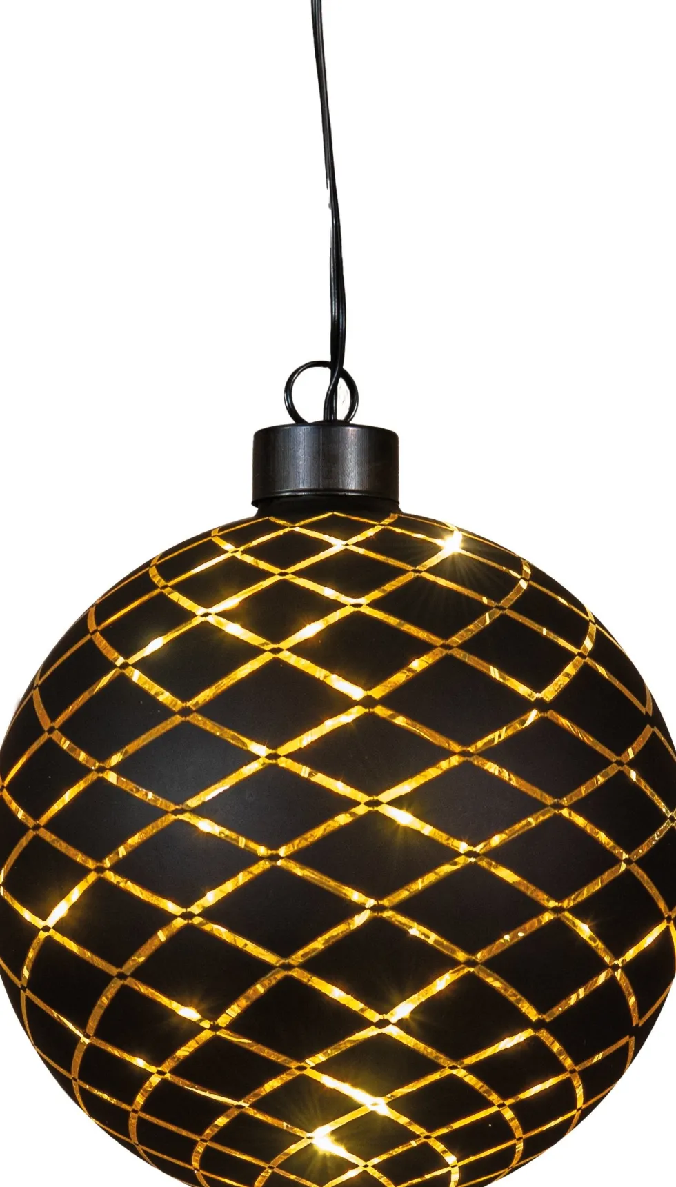 Anna's Collection kersthanger Cosma bal zwart met verlichting D 13 cm