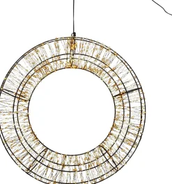 Anna's Collection kerstkrans zwart met 1200 lampjes warm wit / extra warm D 36 H 9 cm