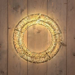 Anna's Collection kerstkrans zwart met 1400 lampjes warm wit / extra warm D 48 H 9 cm