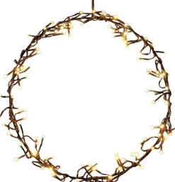 Anna's Collection kerstkrans zwart met 120 lampjes warm wit D 38 H 5 cm