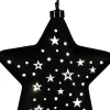 Anna's Collection kerst ornament ster zwart met verlichting 19 x 19 cm