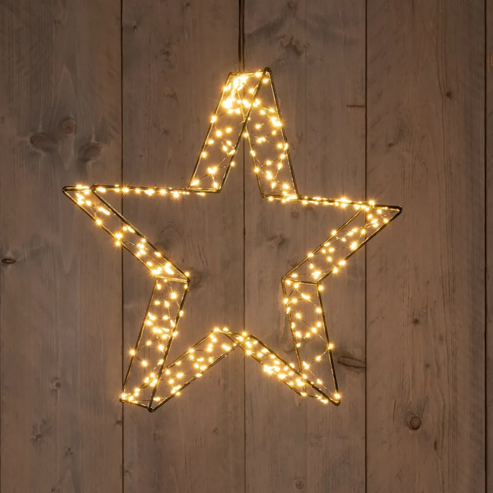 Anna's Collection kerstster 3D zwart met verlichting 36 x 36 x 7 cm