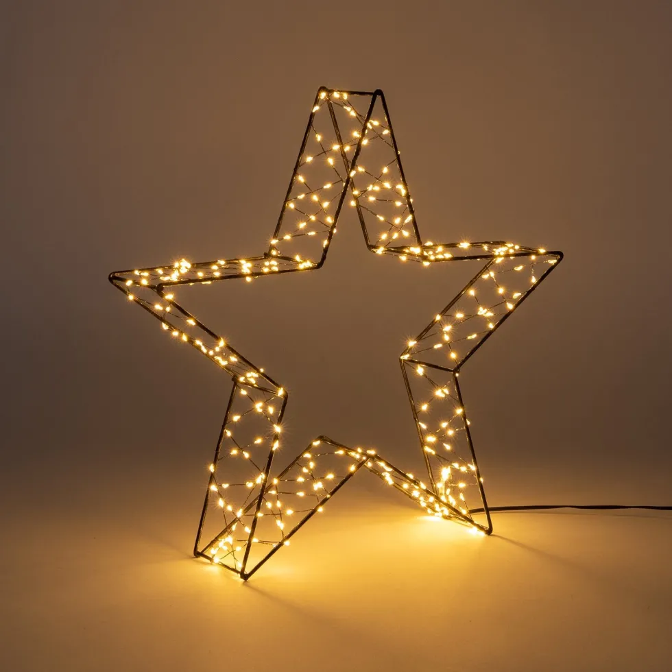 Anna's Collection kerstster 3D zwart met verlichting 36 x 36 x 7 cm