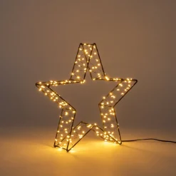 Anna's Collection kerstster 3D zwart met verlichting 26 x 26 x 6 cm