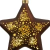 Anna's Collection kerstster Stars bruin met verlichting D 19 H 6,5 cm