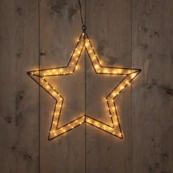 Anna's Collection kerstster zwart met verlichting 50 x 49,5 cm
