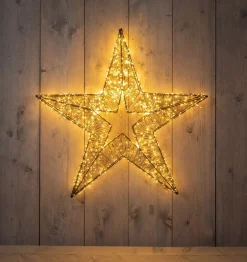 Anna's Collection kerstster zwart met verlichtingknipper D 78 H 10 cm