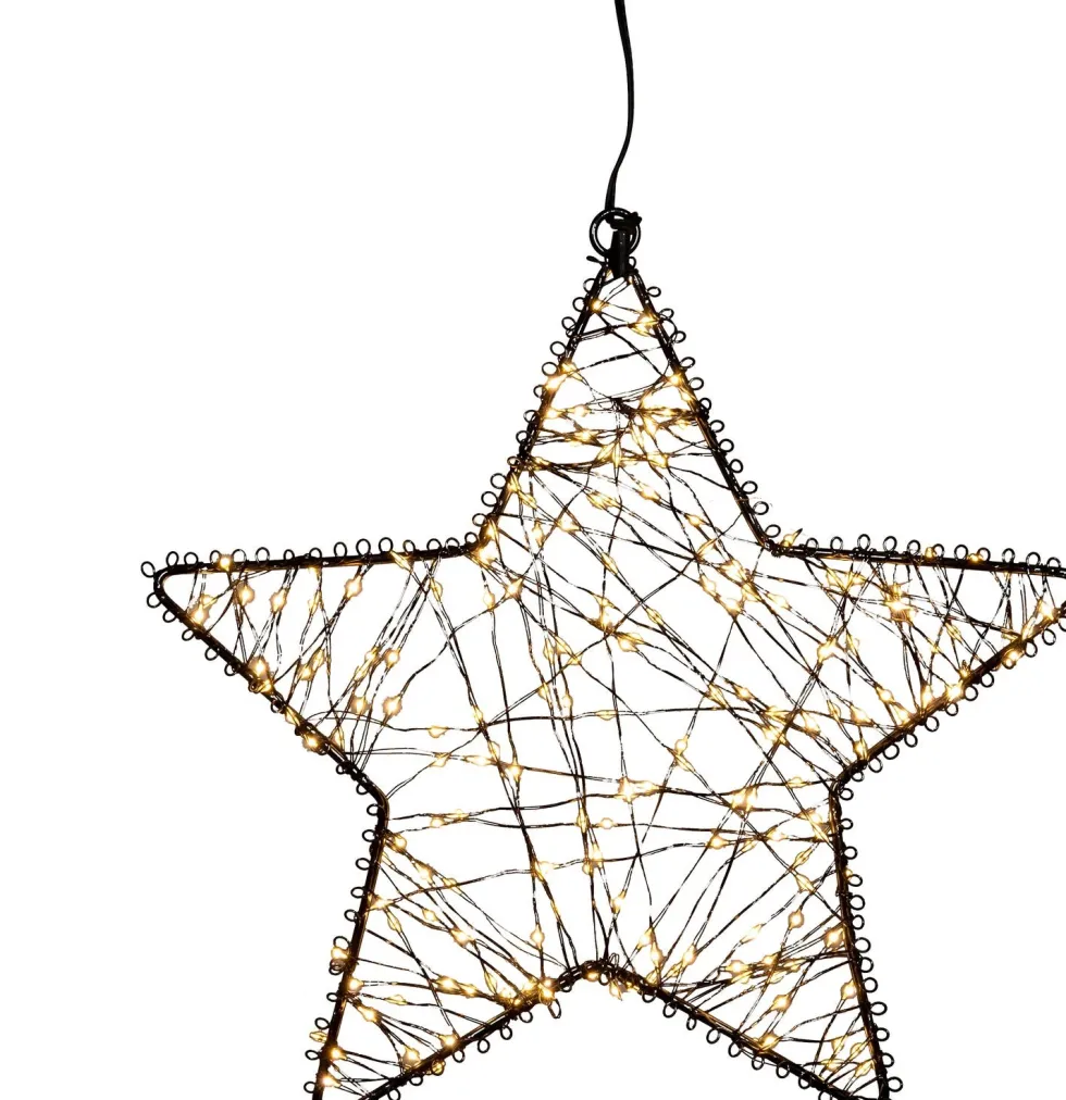 Anna's Collection kerstster zwart met verlichting knipperfunctie D 27 H 5 cm