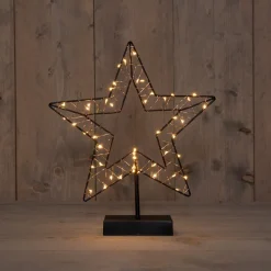 Anna's Collection kerstster zwart met verlichting 29,5 x 34,5 cm
