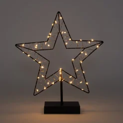 Anna's Collection kerstster zwart met verlichting 29,5 x 34,5 cm