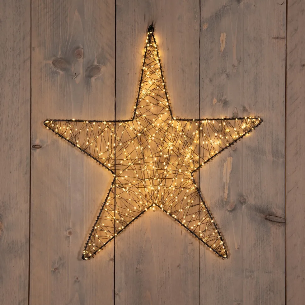 Anna's Collection kerstster zwart met verlichting knipperfunctie D 37 H 5 cm