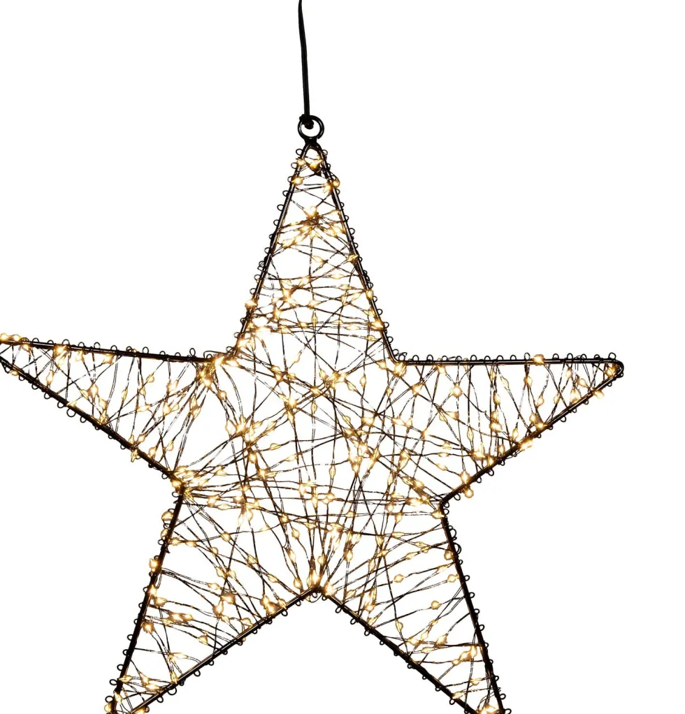 Anna's Collection kerstster zwart met verlichting knipperfunctie D 37 H 5 cm