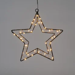 Anna's Collection kerstster zwart met verlichting 30 x 30,5 cm