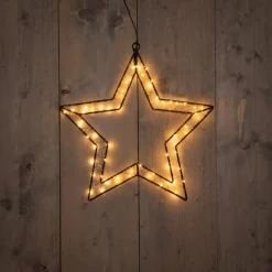 Anna's Collection kerstster zwart met verlichting 40 x 40,5 cm