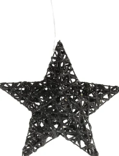 Anna's Collection kerstster zwart met verlichtingD 20 H 5 cm