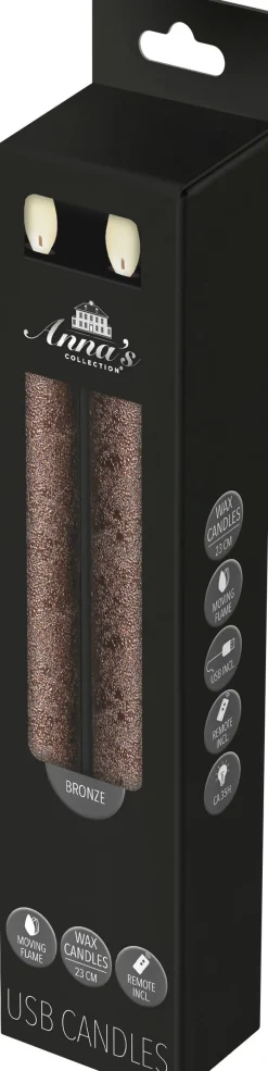 Anna's Collection LED dinerkaars Rustiek brons D 2 H 23 cm 2 stuks