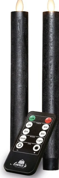 Anna's Collection LED dinerkaars Rustiek zwart D 2 H 23 cm 2 stuks