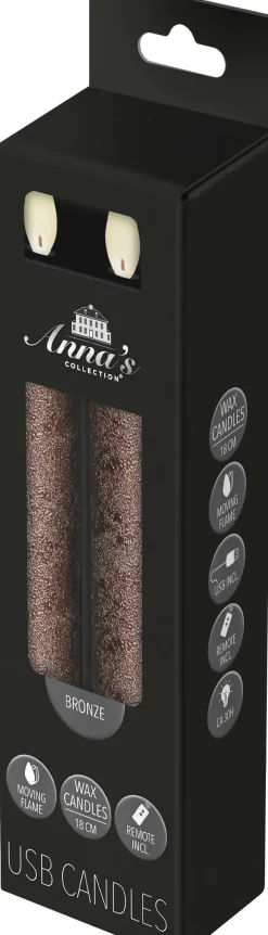 Anna's Collection LED dinerkaars Rustiek brons D 2 H 18 cm 2 stuks