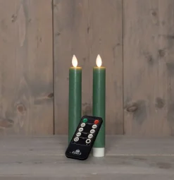 Anna's Collection LED dinerkaars Rustiek groen D 2 H 18 cm 2 stuks