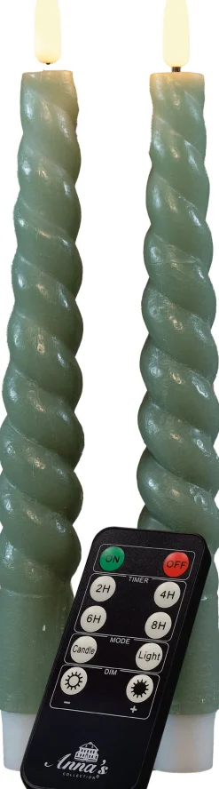 Anna's Collection LED dinerkaars Swirl groen D 2,5 H 23 cm 2 stuks