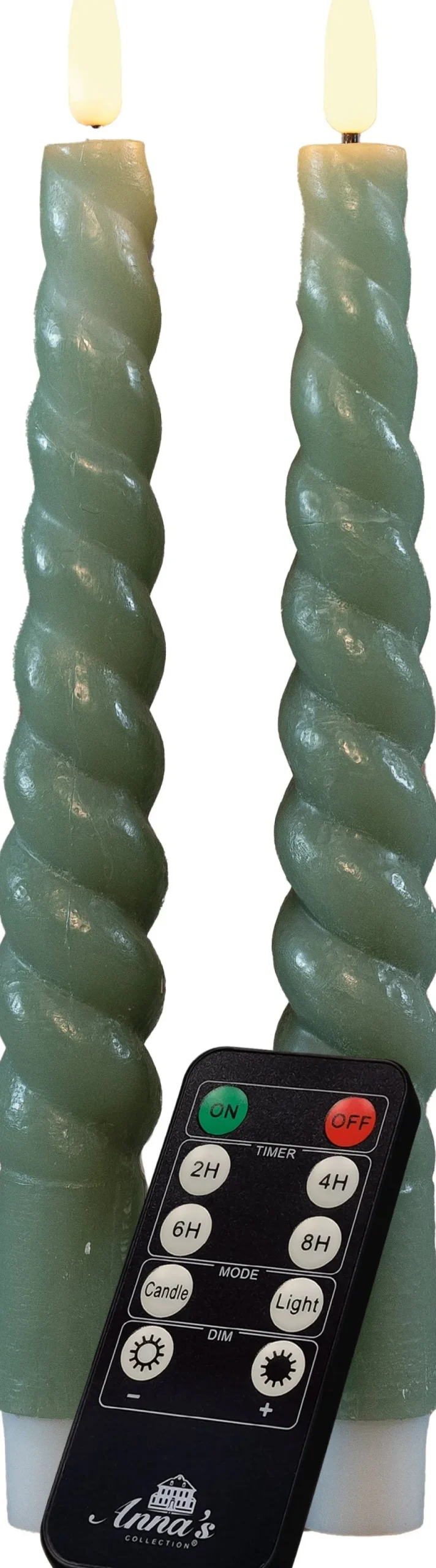 Anna's Collection LED dinerkaars Swirl groen D 2,5 H 23 cm 2 stuks