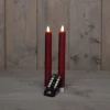 Anna's Collection LED dinerkaars met bewegende vlam rood D 2,5 H 23 cm 2 stuks
