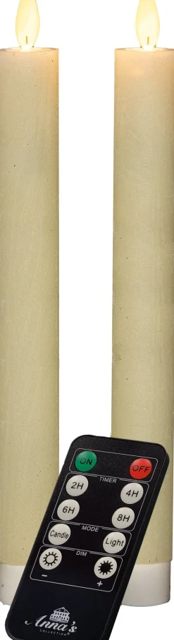 Anna's Collection LED dinerkaars crème D 2,5 H 23 cm 2 stuks
