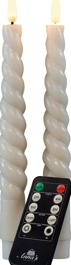 Anna's Collection LED dinerkaars Swirl crème D 2,5 H 23 cm 2 stuks