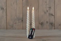 Anna's Collection LED dinerkaars Swirl crème D 2,5 H 23 cm 2 stuks