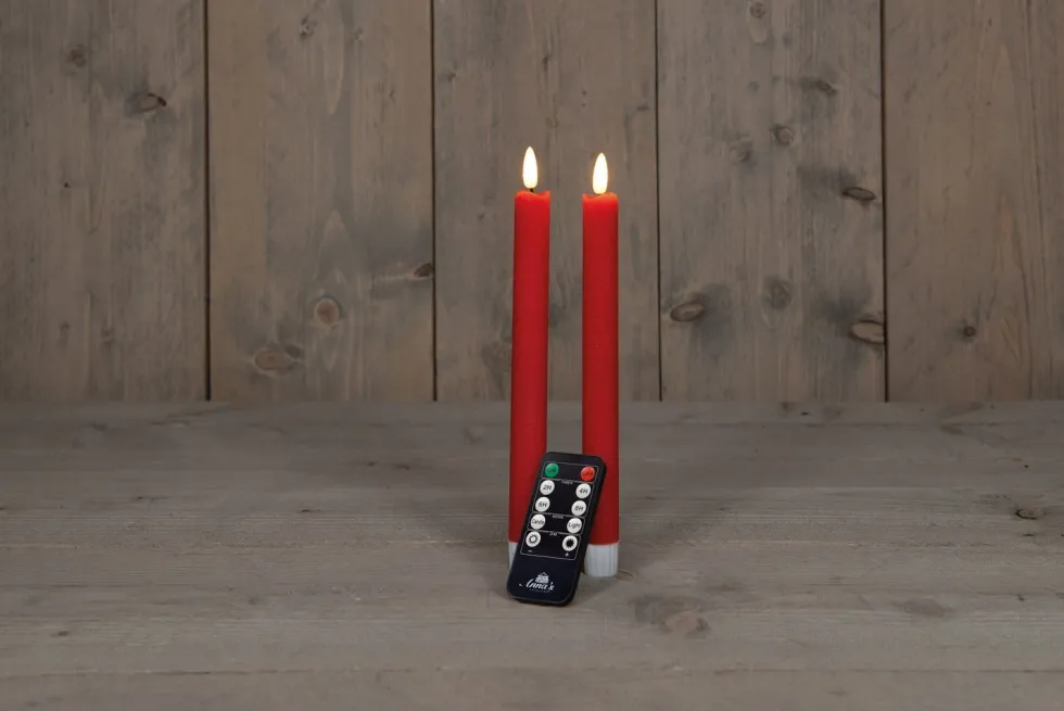 Anna's Collection LED dinerkaars rood met afstandsbediening D 2,5 H 23 cm 2 stuks