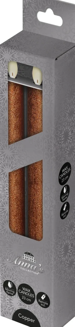 Anna's Collection LED dinerkaars koper D 2 H 23 cm 2 stuks