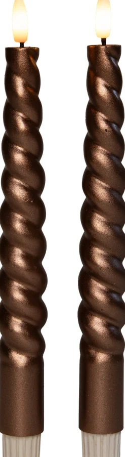 Anna's Collection LED dinerkaars Swirl brons D 2 H 23 cm 2 stuks